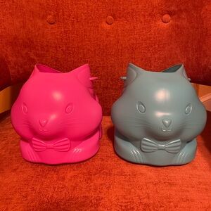 Set of Two Easter Rabbit Blow Mold Easter Buckets - one pink  & one blue